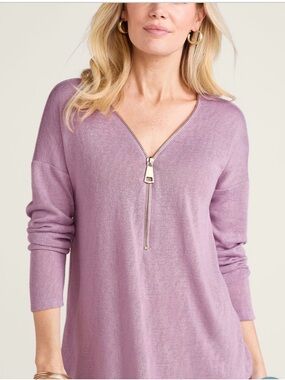Soft Surroundings Lilac Valentina zipper neck sweater